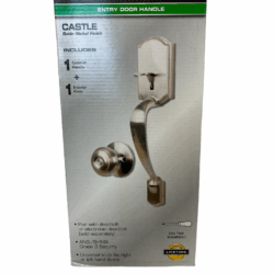 Castle Satin Nickel Entrance Door Handleset with Hartford Interior Knob