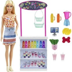 Barbie Fashion Doll & Smoothie Bar Playset with Fruit & Blender Accessories