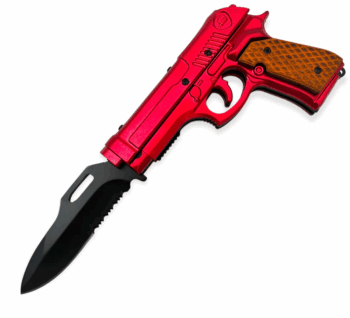 USA Lock Stock and Cock Back Pistol Spring Assisted Knife