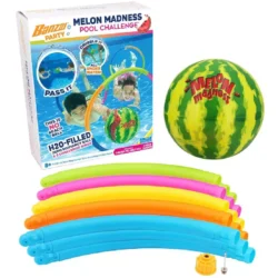 BANZAI Melon Madness Pool Challenge Underwater PVC Water-Filled Ball w/Target Hoop,