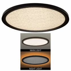 Commercial Electric32 in. Oval Modern Oil Rubbed Bronze Crackle Lens Design LED Kitchen Light Flush Mount with Night Light