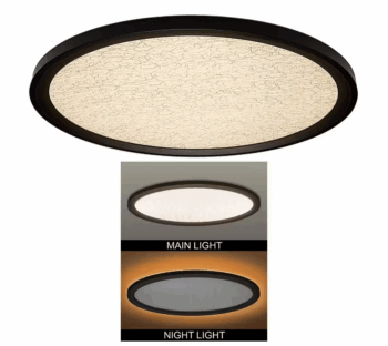 Commercial Electric32 in. Oval Modern Oil Rubbed Bronze Crackle Lens Design LED Kitchen Light Flush Mount with Night Light