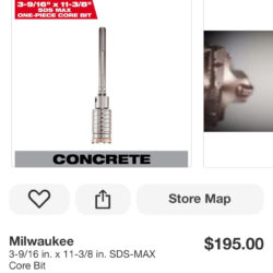 Milwaukee 3-9/16 in. x 11-3/8 in. SDS-MAX Core Bit