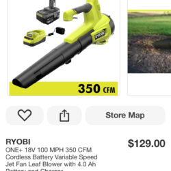 RYOBI ONE+ 18V 100 MPH 350 CFM