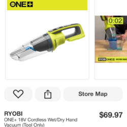 RYOBI ONE+ 18V Cordless Wet/Dry Hand Vacuum (Tool Only