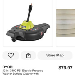 RYOBI 12 in. 3100 PSI Electric Pressure Washer Surface Cleaner with Caster Wheels