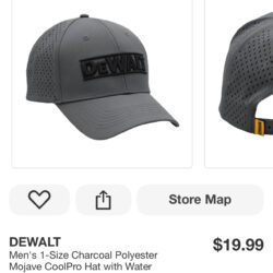 DEWALT Men's 1-Size Charcoal Polyester Mojave CoolPro Hat with Water Repelling Finish