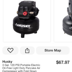 Husky 3 Gal. 120 PSI Portable Electric Oil-Free Light Duty Pancake Air Compressor with Fold Down Handle and 1-Quick Coupler