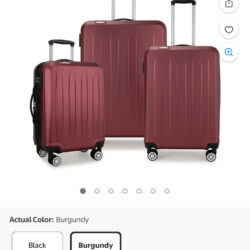 Elite Luggage Dori Hardside Lightweight Expandable Luggage Set w/ TSA Lock, Burgundy, 3-Piece