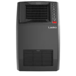 Lasko 1500-Watt 20 in. Black Electric Console Ceramic Space Heater with Tip-Over Switch, Adjustable Louvers, Timer, Remote